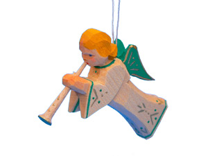 hovering angel with flute, green