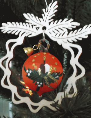 tree ornament, Glass Ball Red Symphony on the Branch