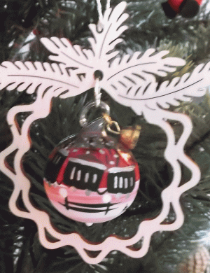 Tree decoration glass ball railway, in the branch