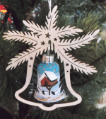 Tree decoration glass bell bird feeding