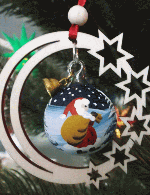 Tree decoration glass ball Santa Claus in the starmoon