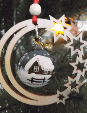 Tree decoration glass ball winter house in the starmoon