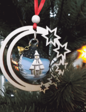 Tree decoration glass ball Seiffner Church in the starmoon
