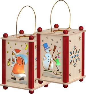 Erzgebirgische Lantern Santa Claus and Sowman