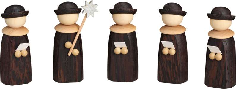 Precious wood miniatures Christmas Singer 5 pieces