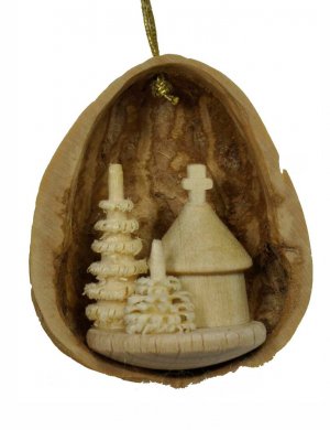 Tree Ornaments Forest Chapel in Walnut Shell