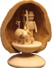 Miniature 3 Lucky Charm in Walnut Shell