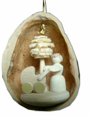Tree Ornaments Mother Happiness in Walnut Shell