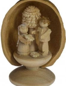 Miniature Bride and Groom in Walnut Shell