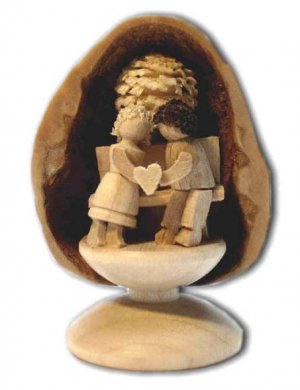 Miniature Couple in Walnut Shell