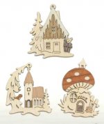 Tree Decoration Winterhouses, Set 6pcs