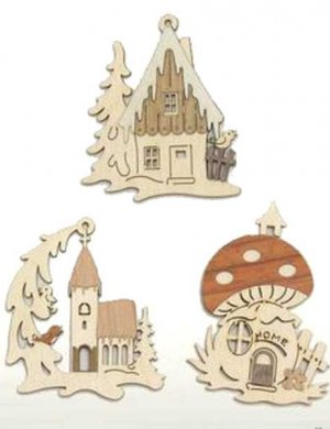 Tree Decoration Winterhouses, Set 6pcs