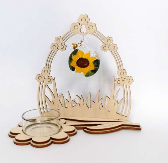 Candleholder Comet with Flower Gate Ball Apple Sunflower