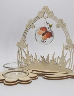 Candleholder Comet with Flower Gate Ball Butterfly