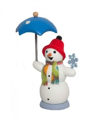 Smoker Snowman with Umbrella and Scarf