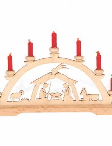 Miniature Light Arch Crib with red Candles