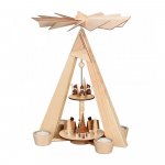 Tealight pyramid village Seiffen with carolers and lantern children natural