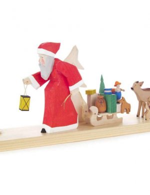 Candlestick Santa Claus with Sleigh and Deer