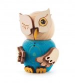 Wooden Figure Mini-Owl Blue