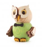 Wooden Figure Mini-Owl Green