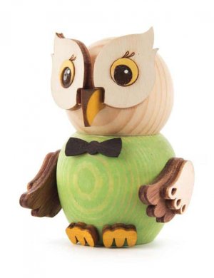 Wooden Figure Mini-Owl Green