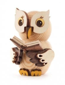 Wooden Figure Mini-Owl with Book