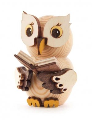 Wooden Figure Mini-Owl with Book