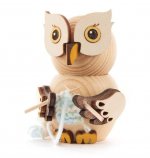 Wooden Figure Mini-Owl with Knitting