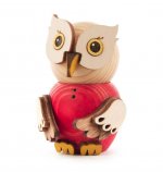 Wooden Figure Mini-Owl Red