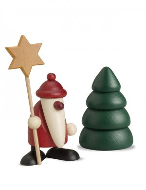 miniaturset 5, santa claus with star and tree