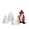 miniaturset 4, santa claus with snow shovel and trees