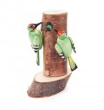 2 Green Woodpeckers on the Trunk