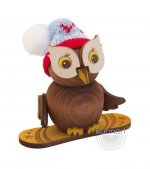 Wooden figure mini owl snowboard