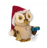 Wooden figure mini owl Santa Claus