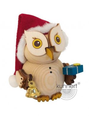 Wooden figure mini owl Santa Claus