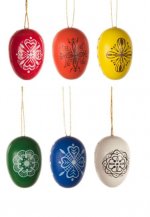 Ornaments 6 easter eggs with pattern