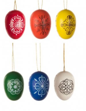 Ornaments 6 easter eggs with pattern