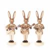 Rabbit trio with Balalaika, banjo and bell ring, natural 
