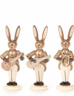 Rabbit trio with guitar, mandolin and lyre, natural