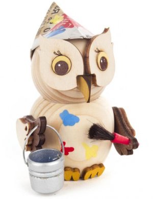 Wooden figure mini owl painter