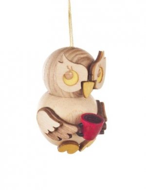 Tree hanging owl child with cup