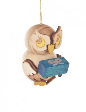 Tree hanging Owl child with present 