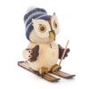 Wooden figure mini owl gwith ski