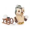Wooden figure mini owl with sledge