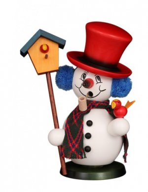 Smoker snowman with birdhouse