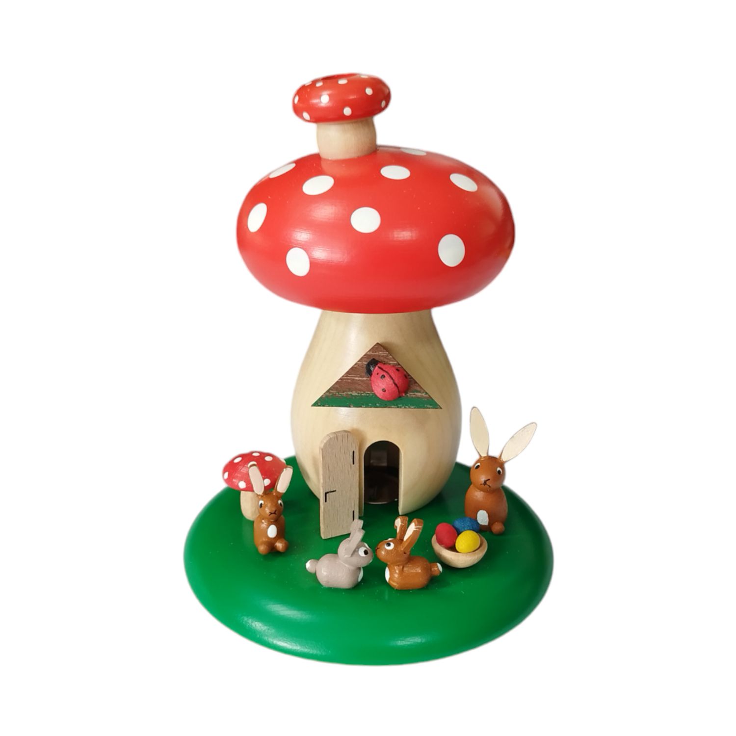 Smoking figure fly agaric with rabbit