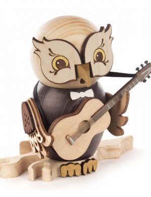 Incense figure owl with guitar