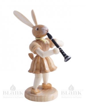 Blank Easter bunny with clarinet, natural