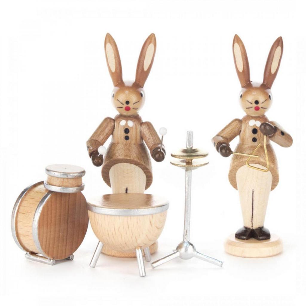 Rabbit Pair with drums and triangle, nature