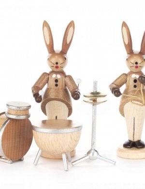 Rabbit Pair with drums and triangle, nature